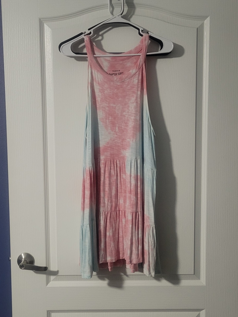 torrid Pink and Light Blue Tie-Dye Tiered Tank